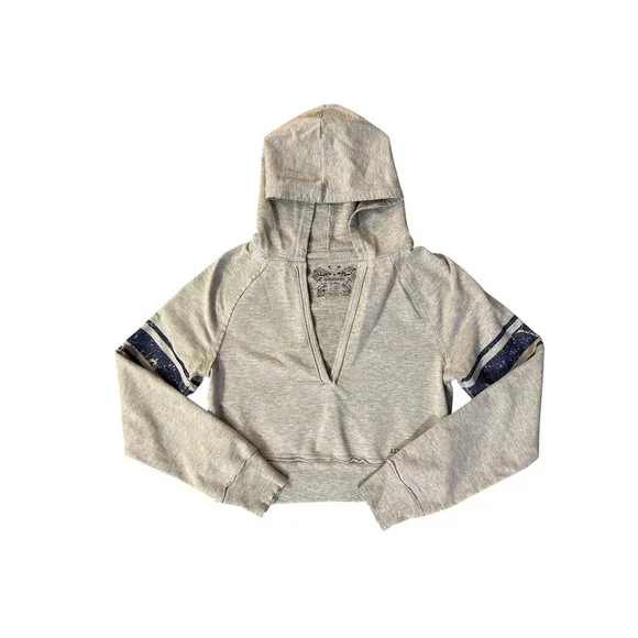 No Boundaries Cropped Sweatshirt Juniors S (3) Used Gray Blue Y2K - Picture 11 of 15